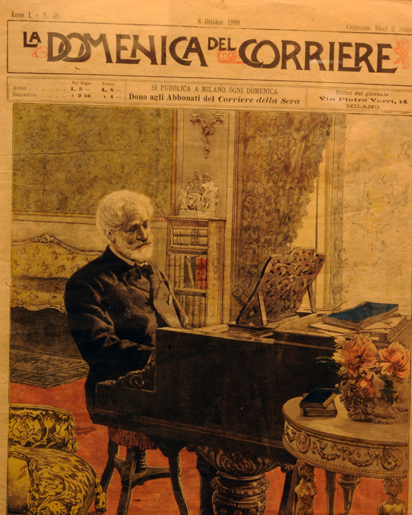 Busseto, Casa Barezzi: la copertina della “Domenica del Corriere” del 30 ottobre 1899 illustrata da Achille Beltrame, raffigurante Verdi
